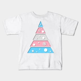 Minimalist Christmas Tree in Transgender Pride Flag Colors Kids T-Shirt